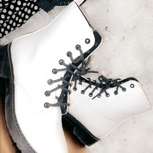 White combat boots